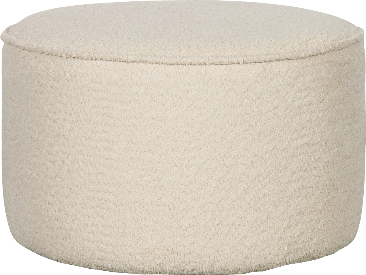 Puf Woood Sara Bouclé Polyester Hvid ø60ã H36 Cm Siddepuf