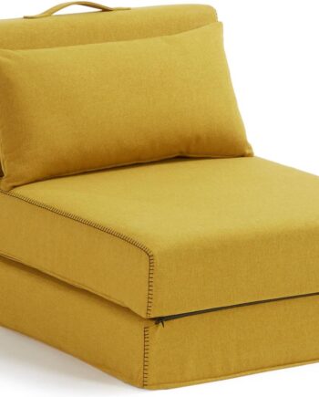Puff Kave Home Arty Multifunktionel Foldeseng 70x185 Cm Pouf Sennepsfarve Nordisk Moderne Design