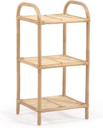 Rattan Opbevaringsreol Kave Home Ormela   Naturlige Fibre Kolonial Vintage Stil 80x35x40 Cm