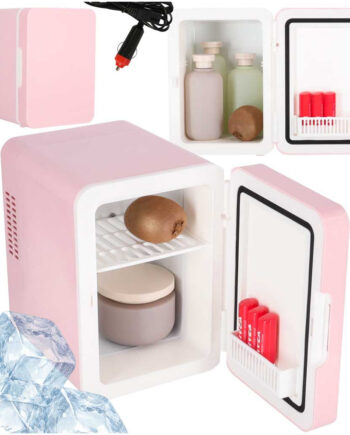 Rejsekøleskab Elektrisk Bil Mini Til Mad Kosmetik Opvarmning Køling 2in1 4l Pink