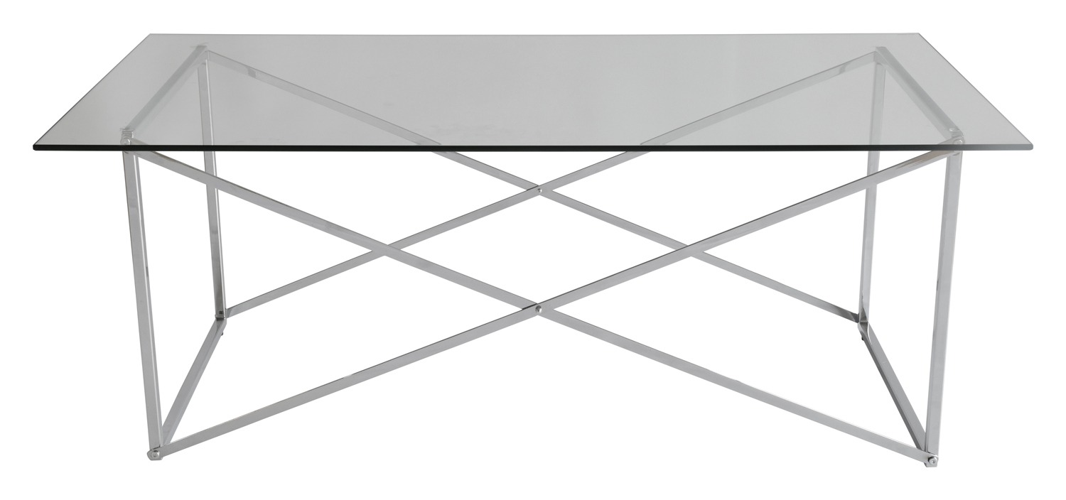 Rge Cross Sofabord Glas Sølv Glas Metal Rektangulær 120x65