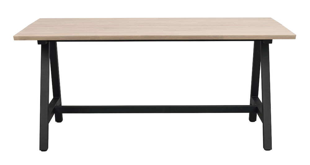Rowico Carradale Spisebord Udtræk Hvidvasket Eg Og Sort Metal 170x100