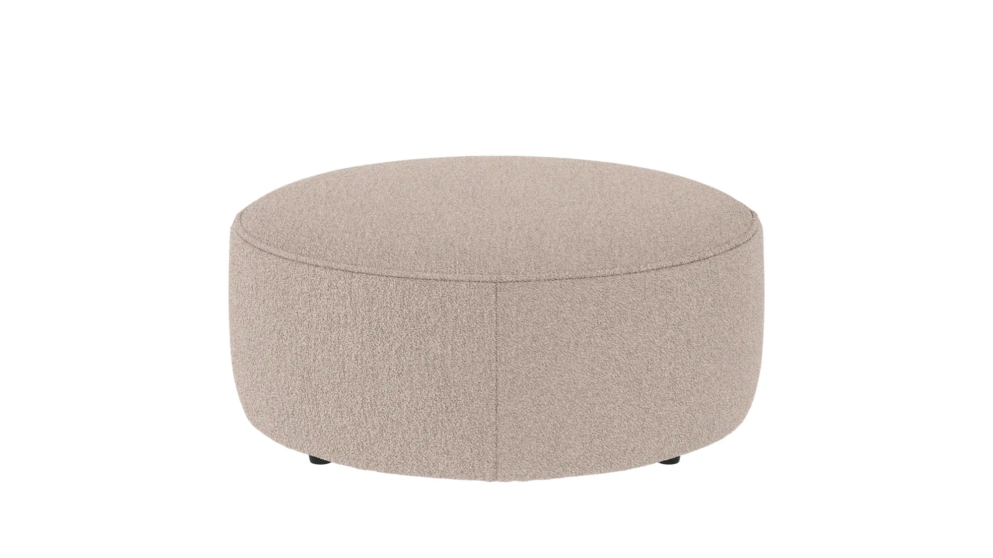 Rowico Joplin Puf  Rund Lys Beige Stof Og Sort Plastik  ø90