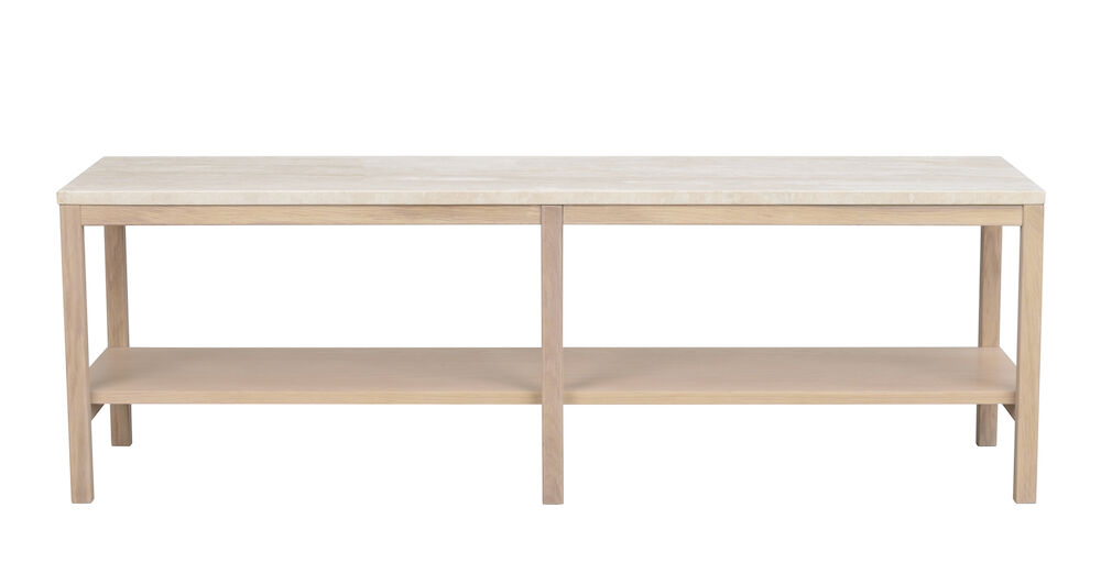 Rowico Orwel Konsolbord Hylde Beige Travertin Og Hvidvasket Eg 140x40