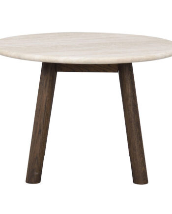Rowico Taransay Sofabord  Rund Beige Travertin Og Brun Eg  ø60
