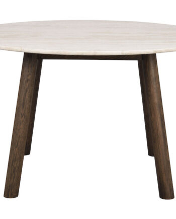 Rowico Taransay Spisebord  Rund Beige Travertin Og Brun Eg  ø125