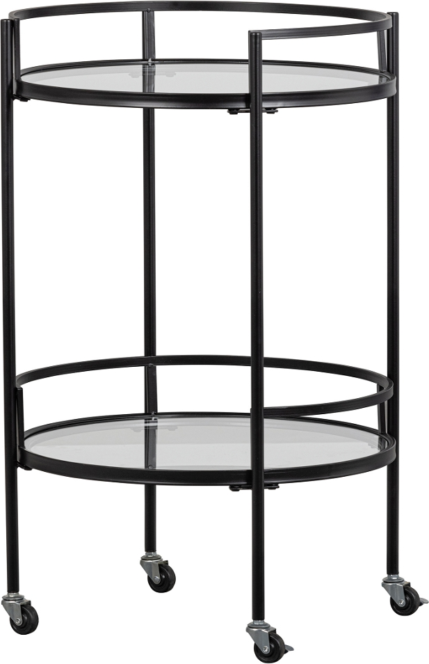 Rullebord Trolley Woood Exclusive Zora  Sort Metal   Glas ø50 Cm H79