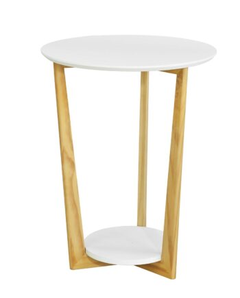 Rundt Sidebord   Sofabord Med   Hylder  Hvid