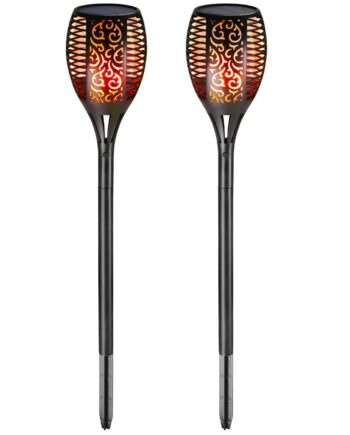 Sæt Med   Havelygter Solar 96 Led Flimrende Flamme Solar Lys Flamme Lys Havelys Sol Lys Dekoration Have Balkon  Model: Sæt Med