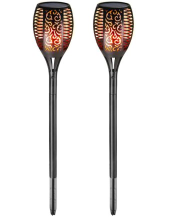 Sæt Med   Havelygter Solar 96 Led Flimrende Flamme Solar Lys Flamme Lys Havelys Sol Lys Dekorativ Have Balkon  Model: Sæt Med   Med Usb