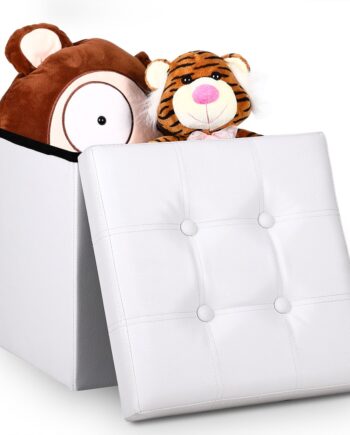 Sammenfoldelig Skammel Med Opbevaring Hvid 38x38x38 Cm
