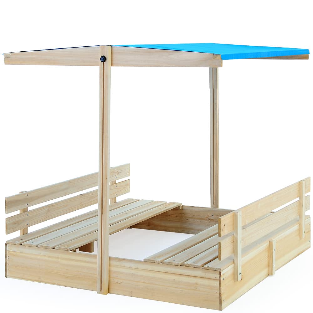 Sandkasse   Lyst Træ  120x120x120cm Integrerede Bænke