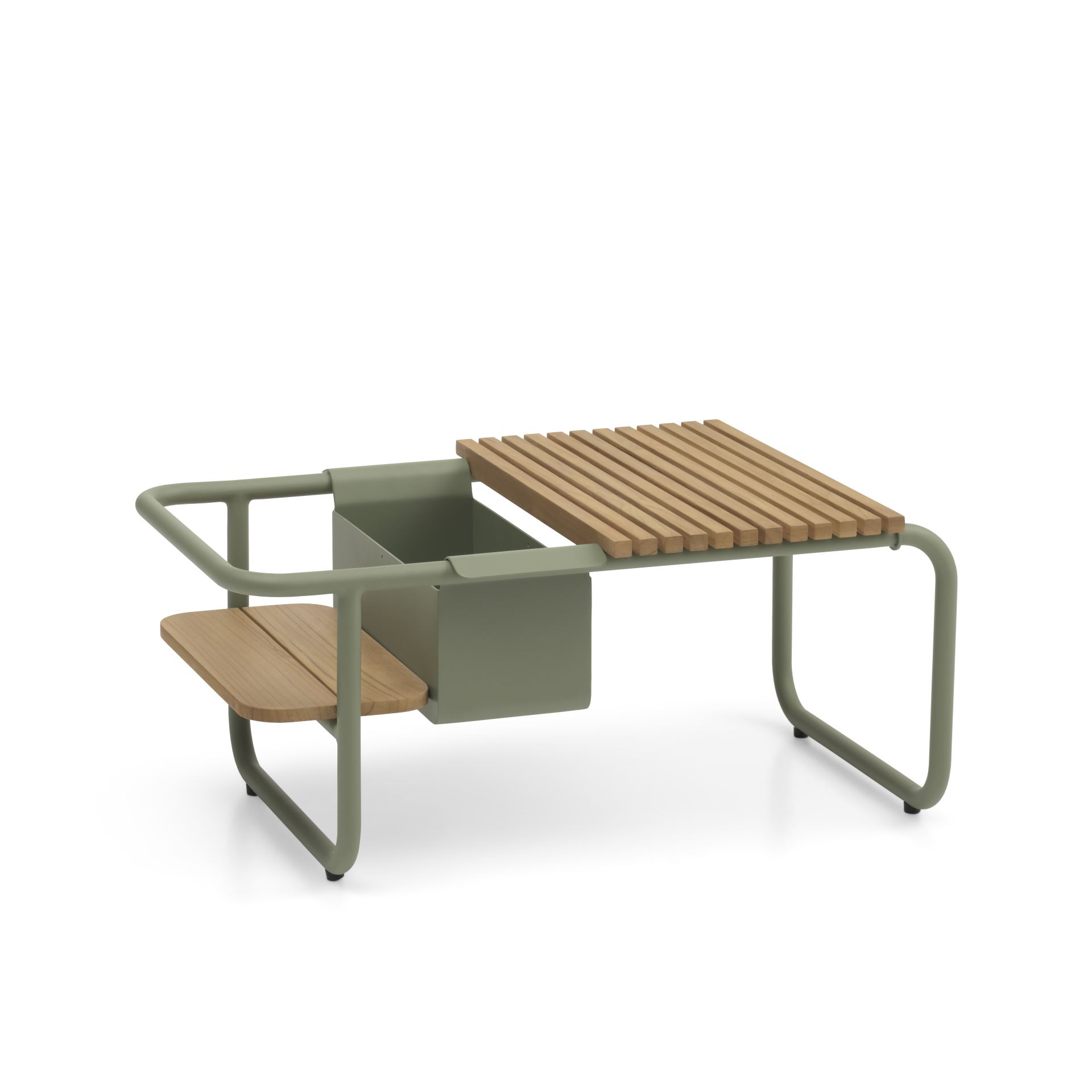 Santorini Sofabord     Teakbakke   Og Flaskekøler   Støvet Grøn Aluminium  83 3x46