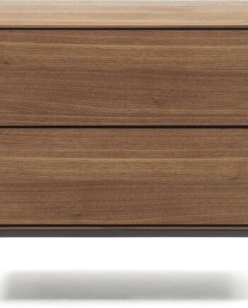 Sengebord Kave Home Vedrana Natbord   Valnøddefinér Med Mat Antracit Stålben H55xl60xd40 Cm