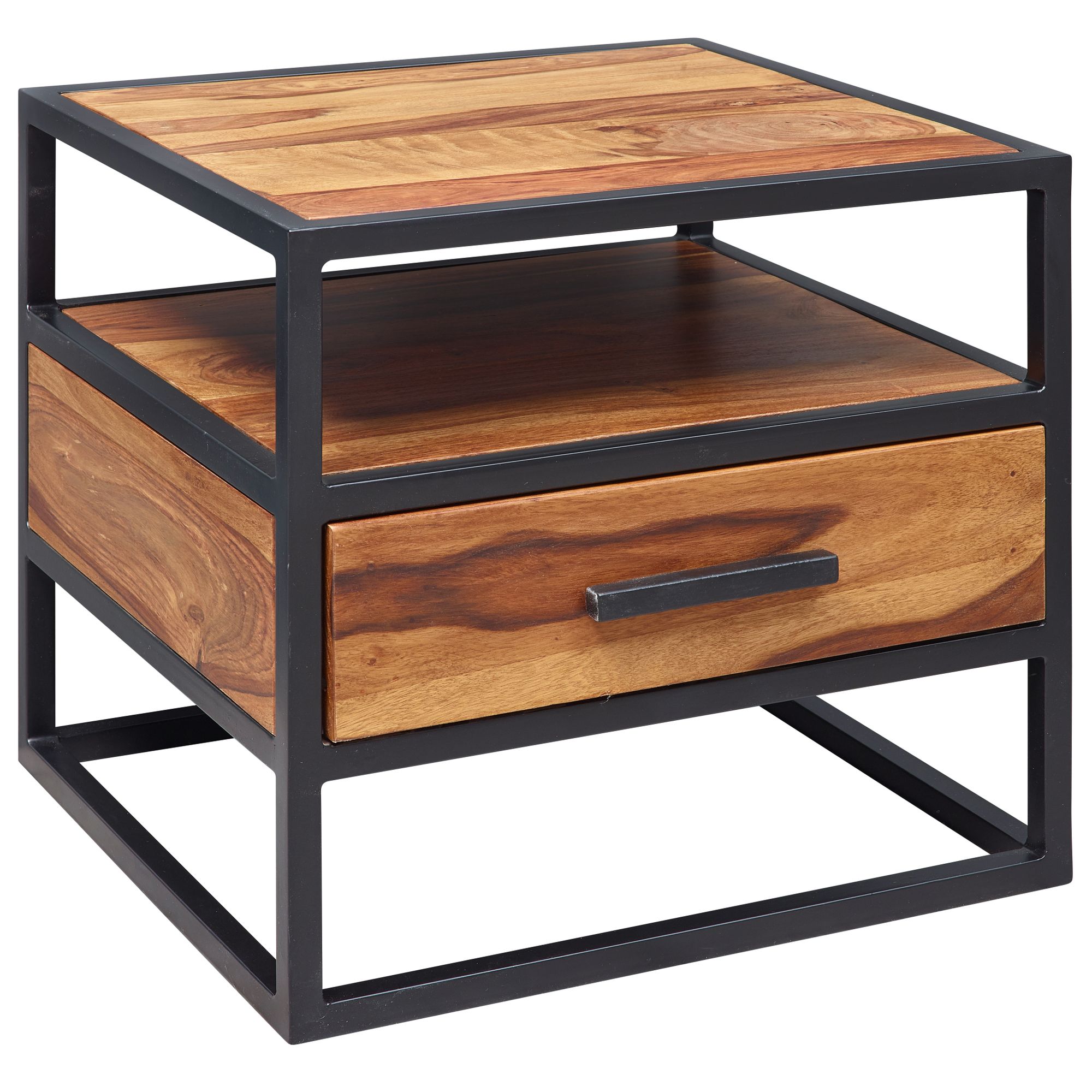 Sengebord Natbord Træ 50 45 45 Cm Brun Med Sort