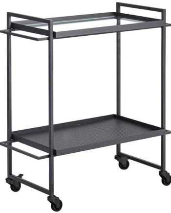 Serveringsvogn Trolley Kristina Dam Bauhaus Sort Stål Glas 77x35x72 Cm
