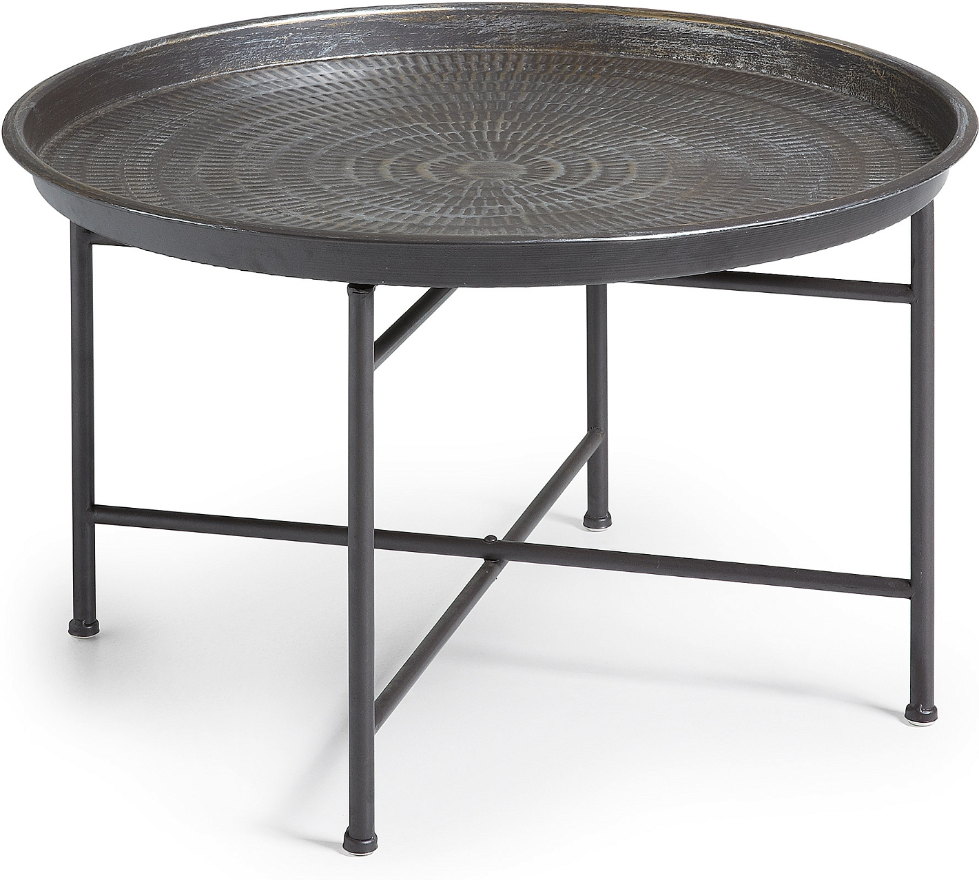 Sidebord Kave Home Dalinea Småbord ø65 Cm Metal Antik Grå