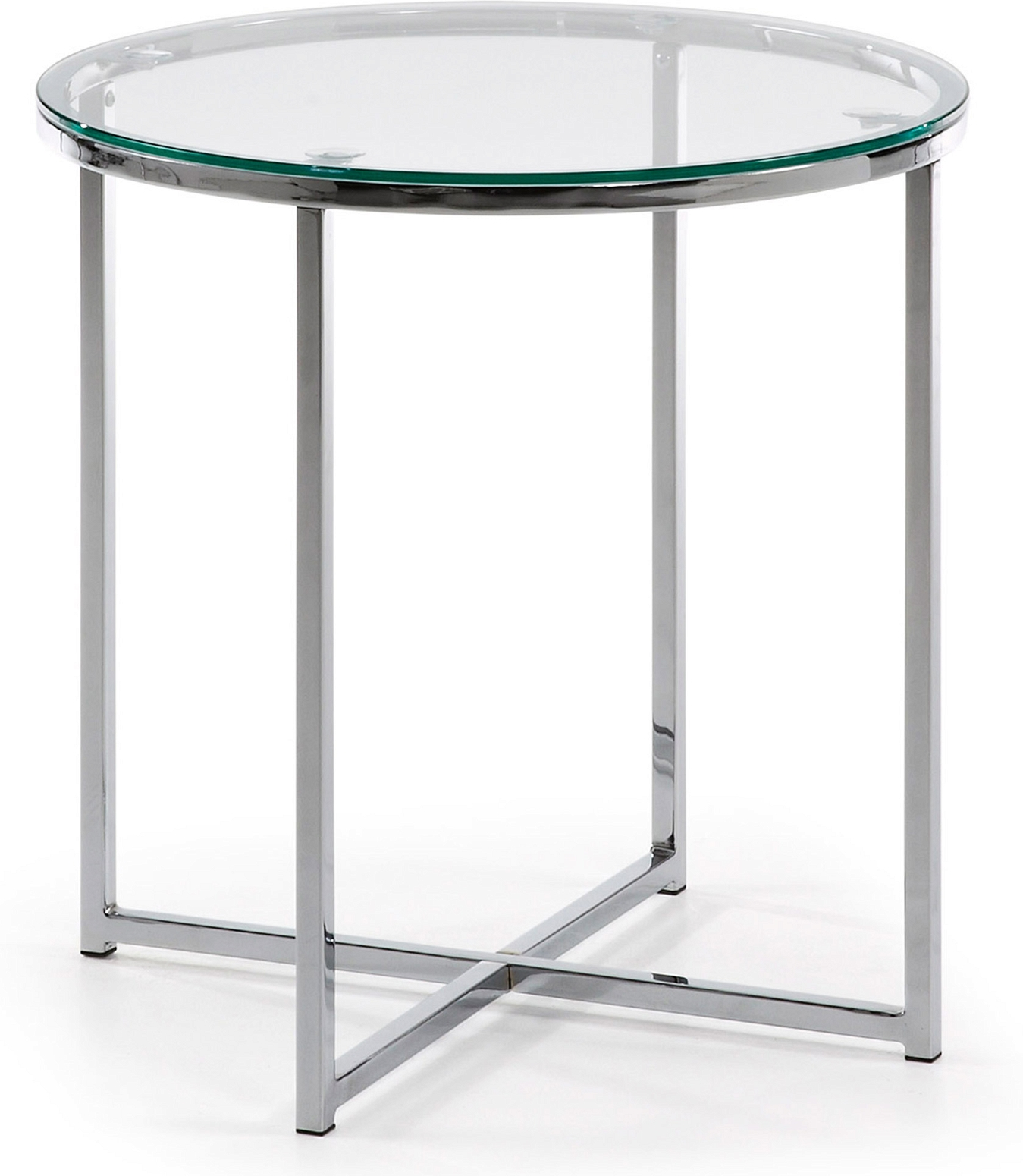 Sidebord Kave Home Divid ø50   H49   Cm   Transparent Hærdet Glas  Forkromet Stål