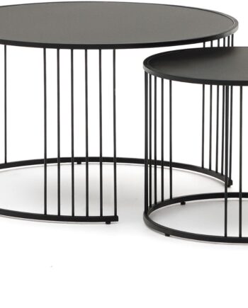 Sidebord Kave Home Hadar 75x75x45 Cm Mat Sort Hærdet Glas Og Pulverlakeret Stål