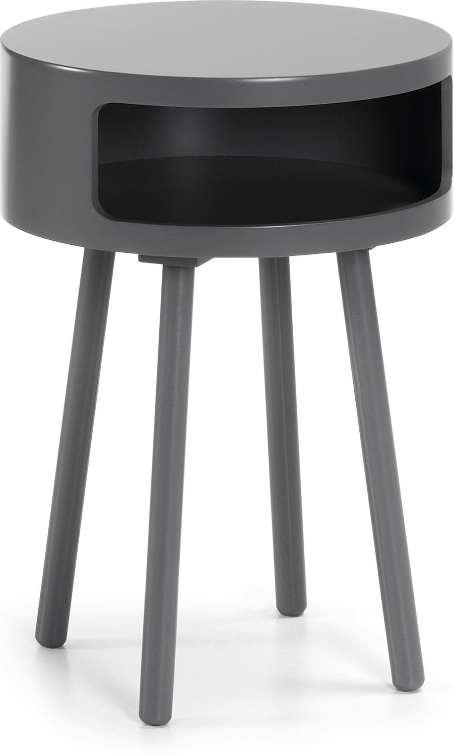 Sidebord Kave Home Kurb Grå Mdf   Gummitræ Med Hylde 40ã 40x56 Cm