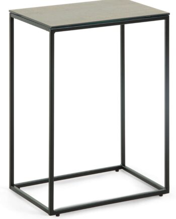 Sidebord Kave Home Rewena Sort   Moderne Nordisk Bord   Keramik Og Stål H60ã B30ã L45 Cm