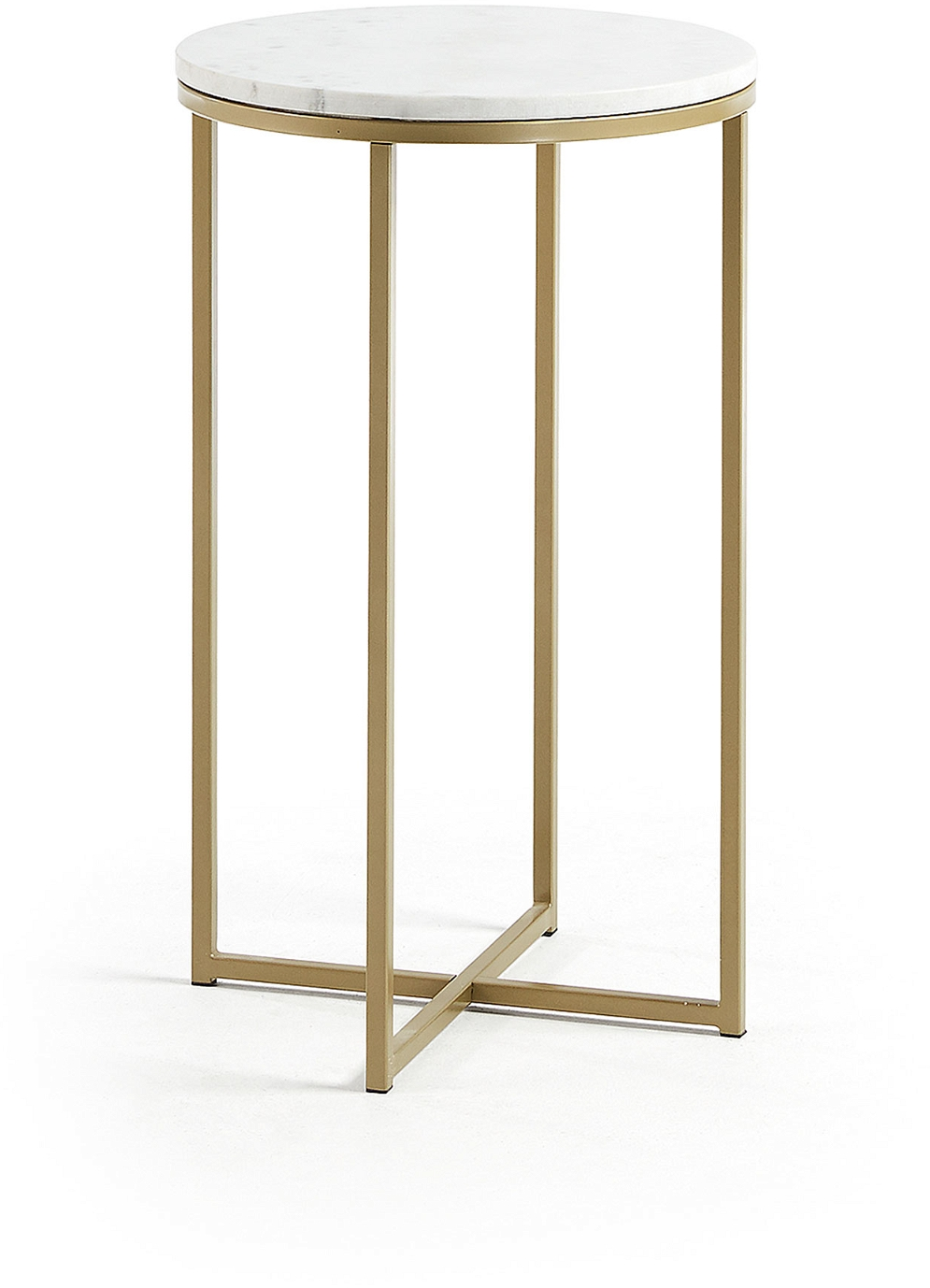 Sidebord Kave Home Sheffield   Hvid Marmor Med Guldfarvet Metalstel H71x43x43 Cm