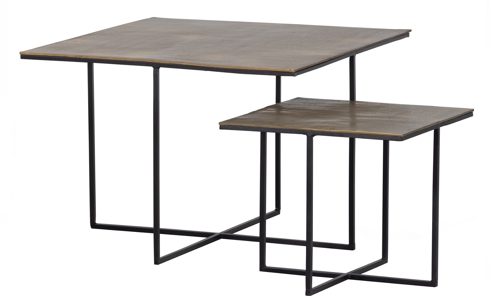 Sideborde Sæt Woood Exclusive Olan   Stk  Antik Messing Metal  H48   70   70 Cm