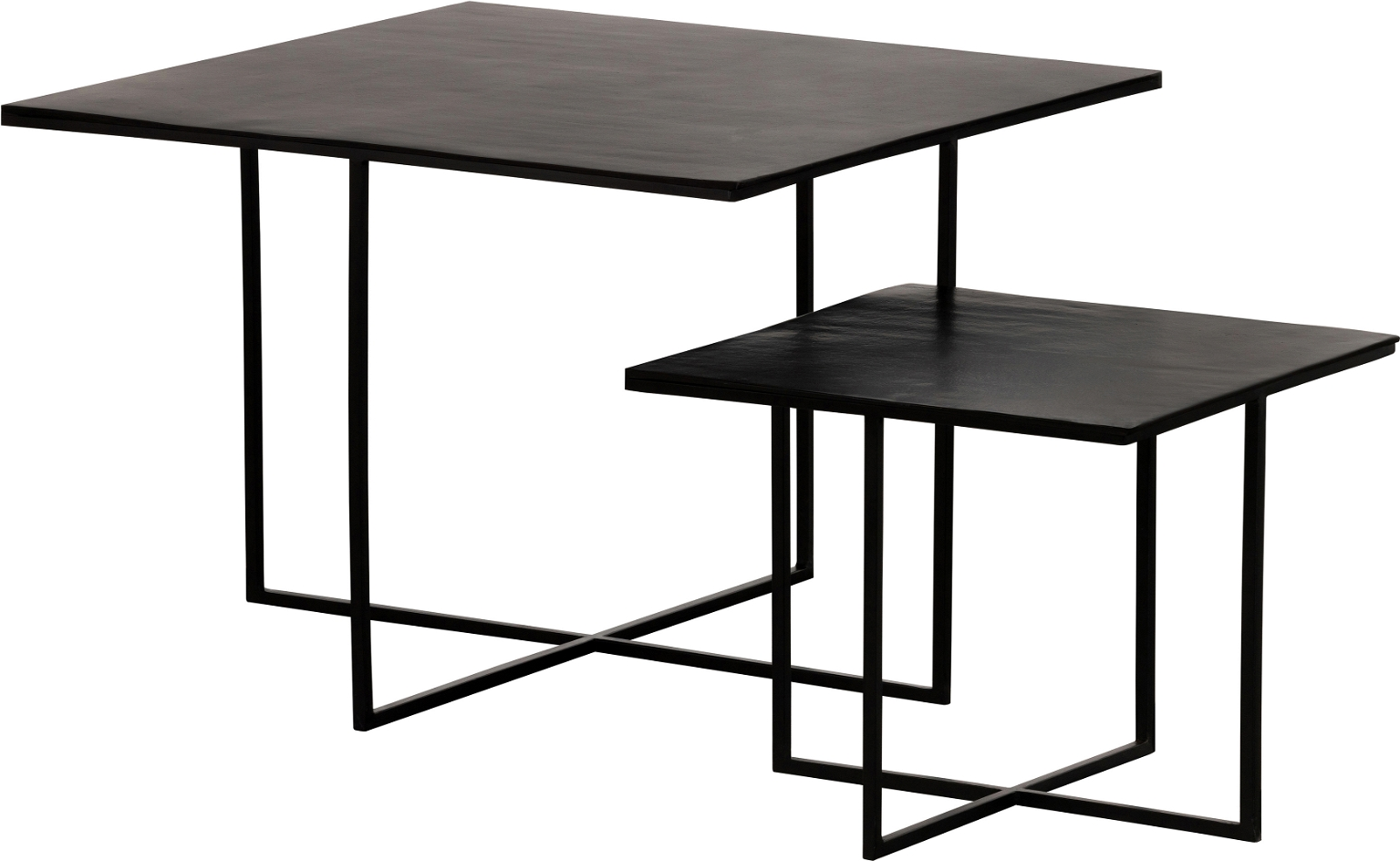 Sidebordssæt Woood Exclusive Olan Metal Småborde  Mørkebrun 71x71 44x44 Cm