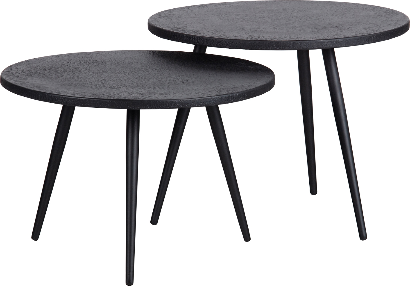 Sidebordssæt Woood Suze   Sorte Småborde   Metal Træ ø53   H36 42 Cm    Stk