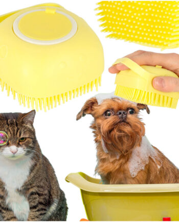 Silikonebørste Til Vask Af Hunde Og Katte  Gul