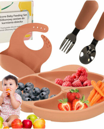 Silikoneskåle Til Babyer Babybordsæt Med   Dele Orange Bamse