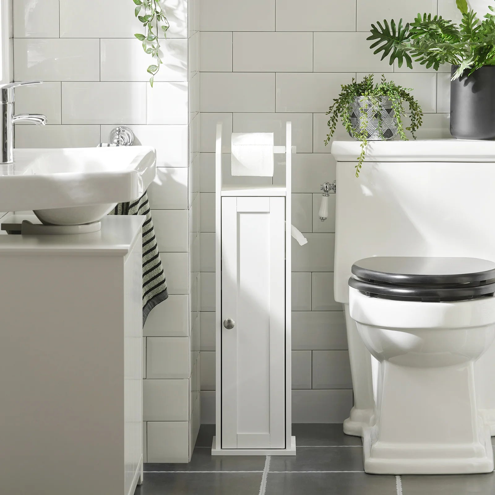 Skab Til Opbevaring Af Toiletpapir  Hvid