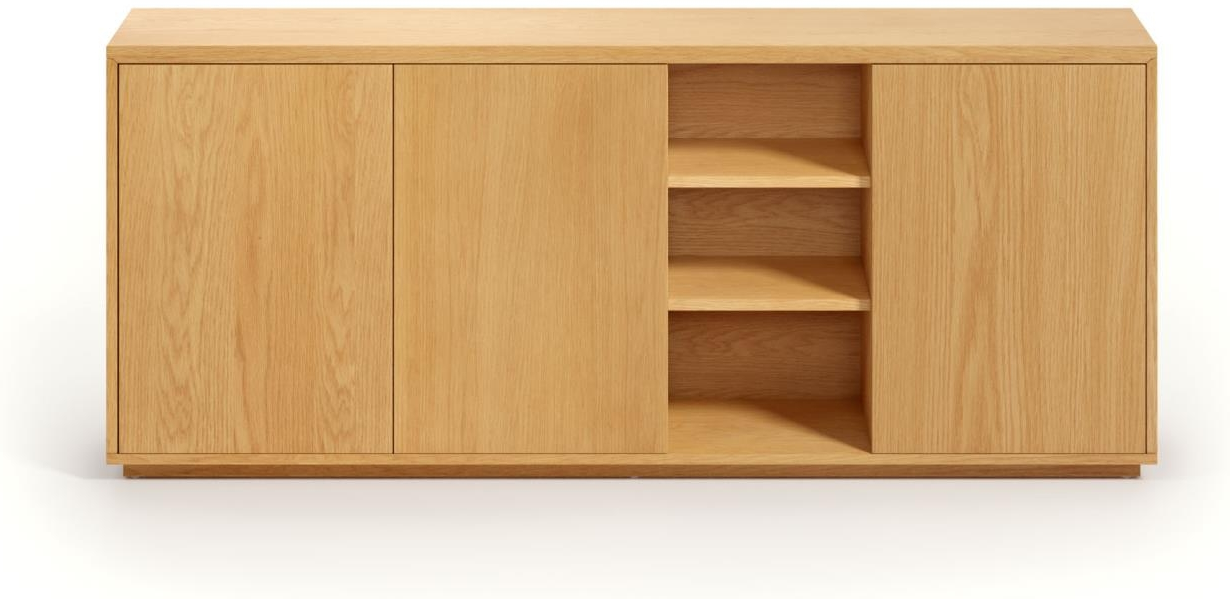 Skænk Kave Home Abilen Kommode Egetræsfiner Fsc Certificeret Skub-åbne Døre Nordisk 180x36x75 Cm