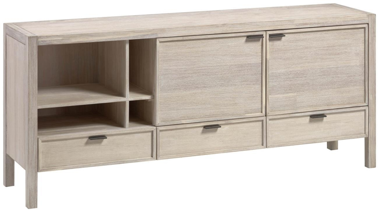 Skænk Sideboard Kave Home Alen 185 45 80 Cm Massivt Akacietræ Hvid Patina