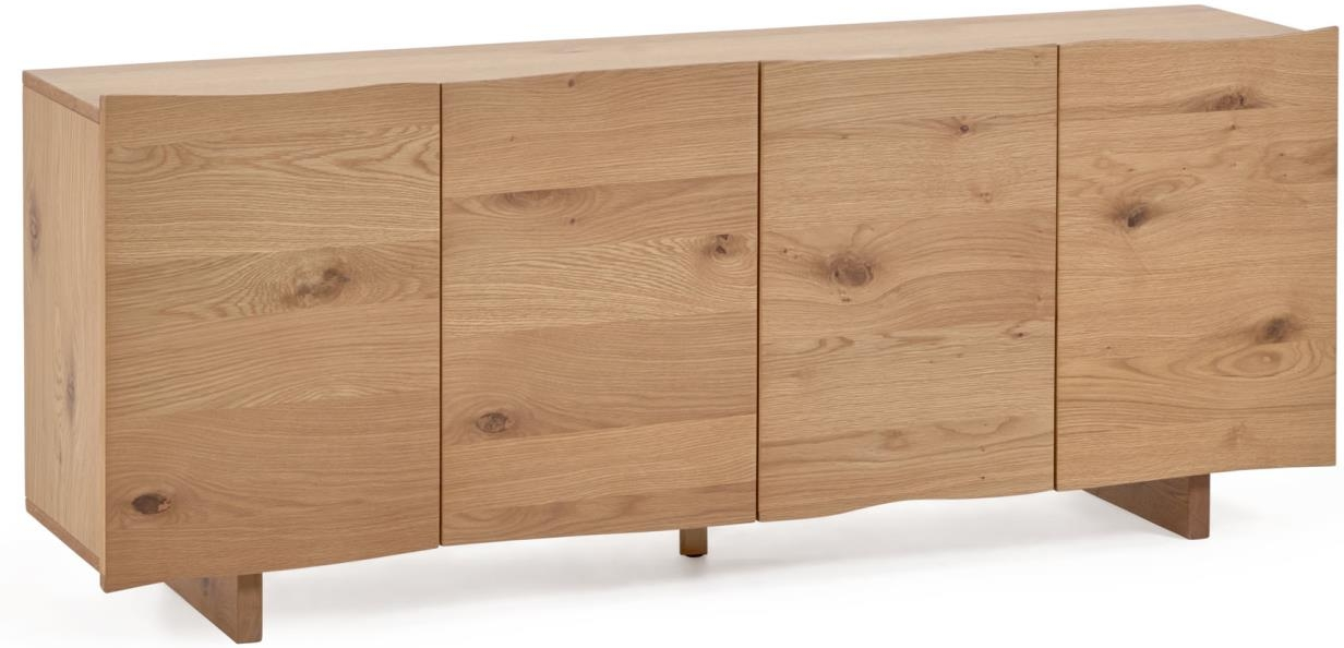 Skænk Sideboard Kave Home Rasha Natur Egetræsfiner H71ã B180ã D41 Cm Med Døre Og Justerbare Hylder