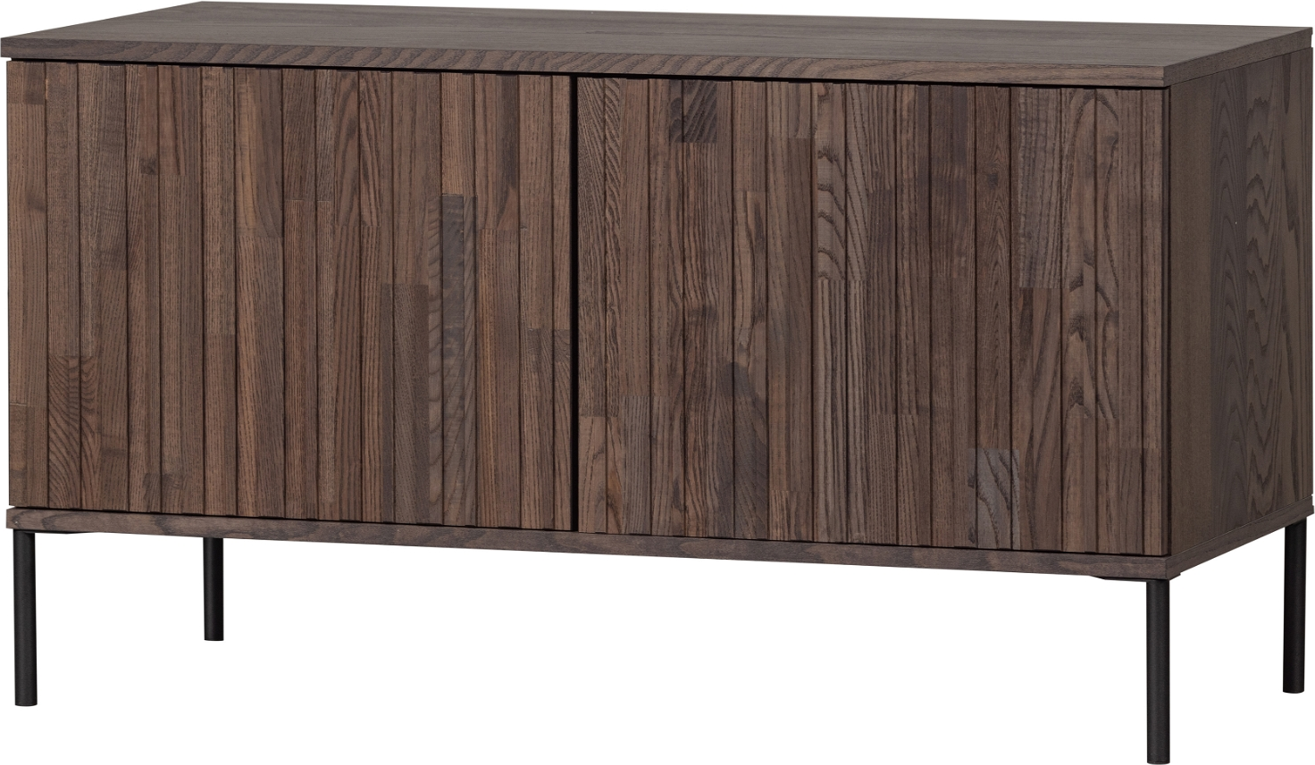 Skænk Woood Exclusive New Gravure   Brun Ask Med Lydløs Tryk-åbning  Grafisk Overflade   Sort Metalbase W100ã D44ã H56 Cm