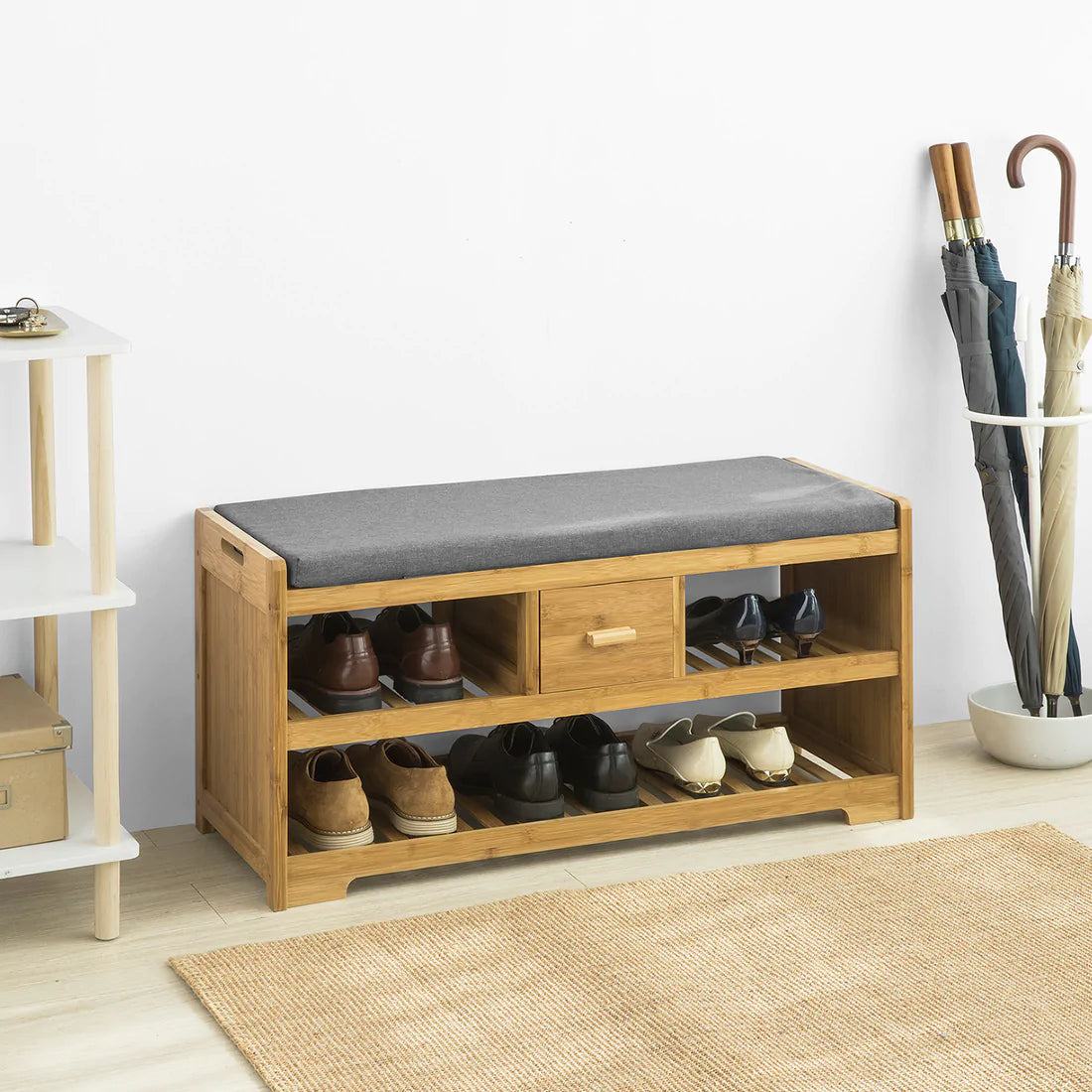 Skobænk Med Hynde  Bæredygtig Bambus  91x34x45 Cm