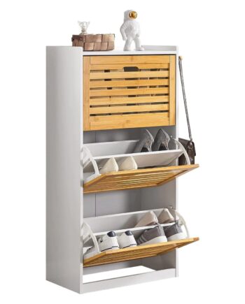 Skoskab   Skandinavisk Design  30   112   55 Cm  Hvid Og Naturfarvet