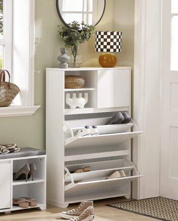 Skoskab   Stilrent  Klassisk Design  71   24   111 Cm  Hvid