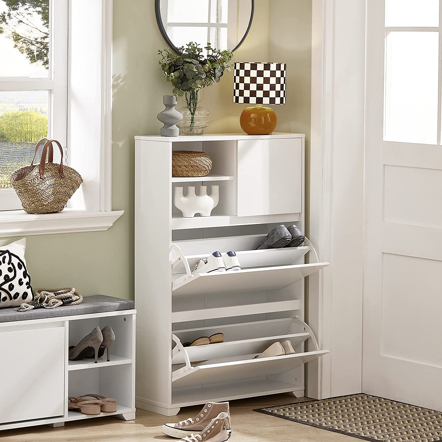 Skoskab   Stilrent  Klassisk Design  71   24   111 Cm  Hvid