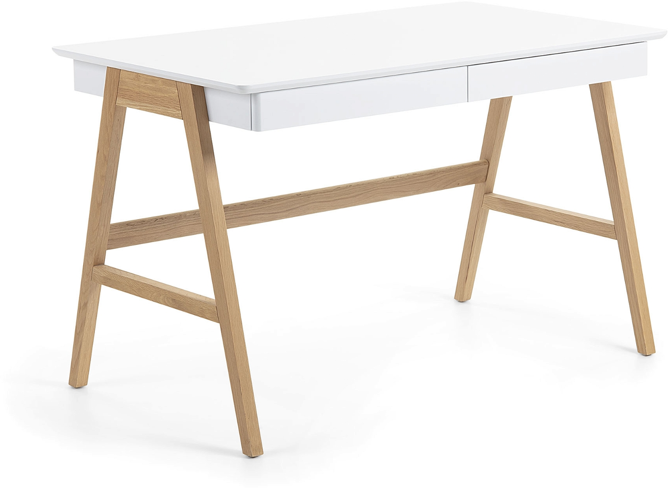 Skrivebord Arbejdsbord Kave Home Dyana Hvidlakeret Mdf Med Egeben 120x60x75 Cm