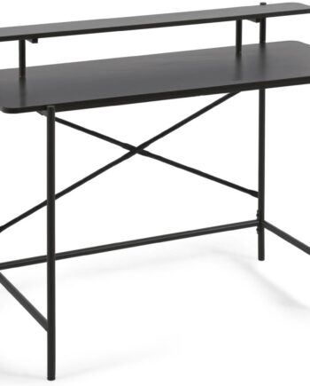 Skrivebord Kave Home Galatia Industrielt Sort Med Hylde 120x65 Cm