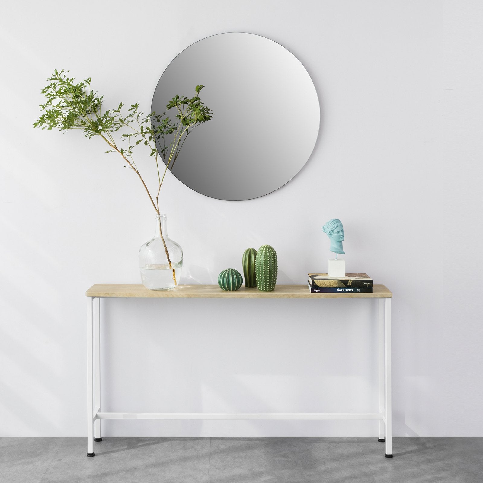 Smalt Konsolbord   Skandinavisk Stil  120   65   20 Cm  Hvid Og Naturfarvet