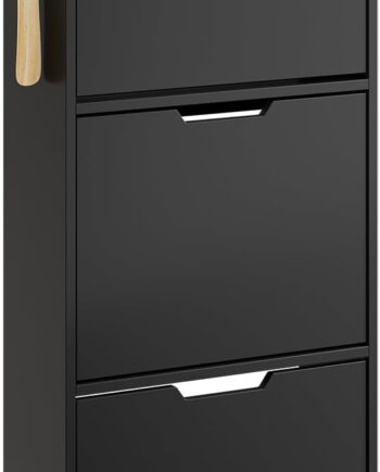 Smalt Skoskab Med Sensorlys   Sort Nordisk Design