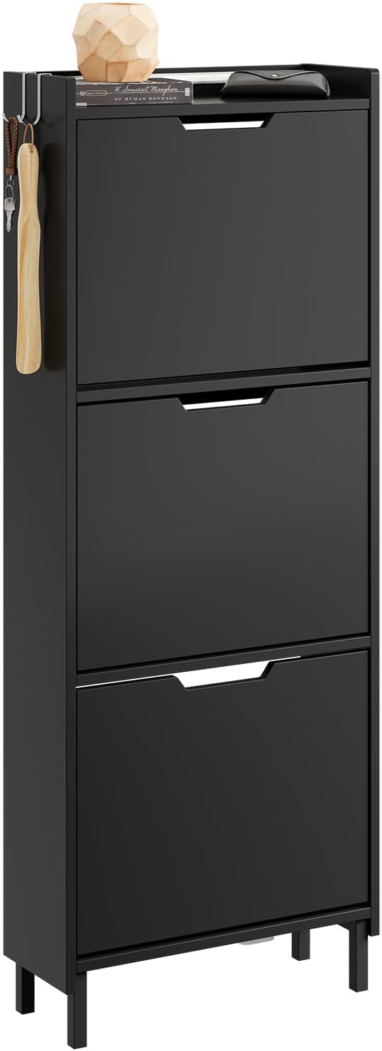 Smalt Skoskab Med Sensorlys Sort Nordisk Design