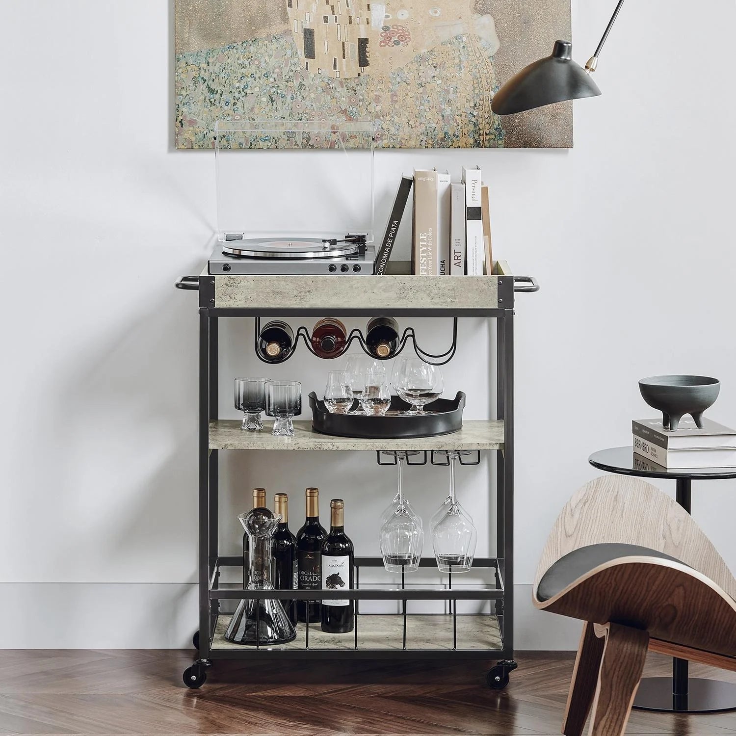 Smart Barvogn   Industriel Stil  80   40   90 Cm  Betongrå