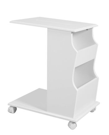 Smart Sidebord Med Hjul Og Ipad Holder  Hvid