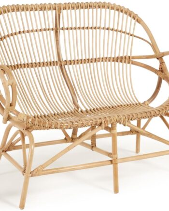 Sofabænk Kave Home Mimosa   Naturlig Rattan Håndlavet   Rustik Kolonial Stil