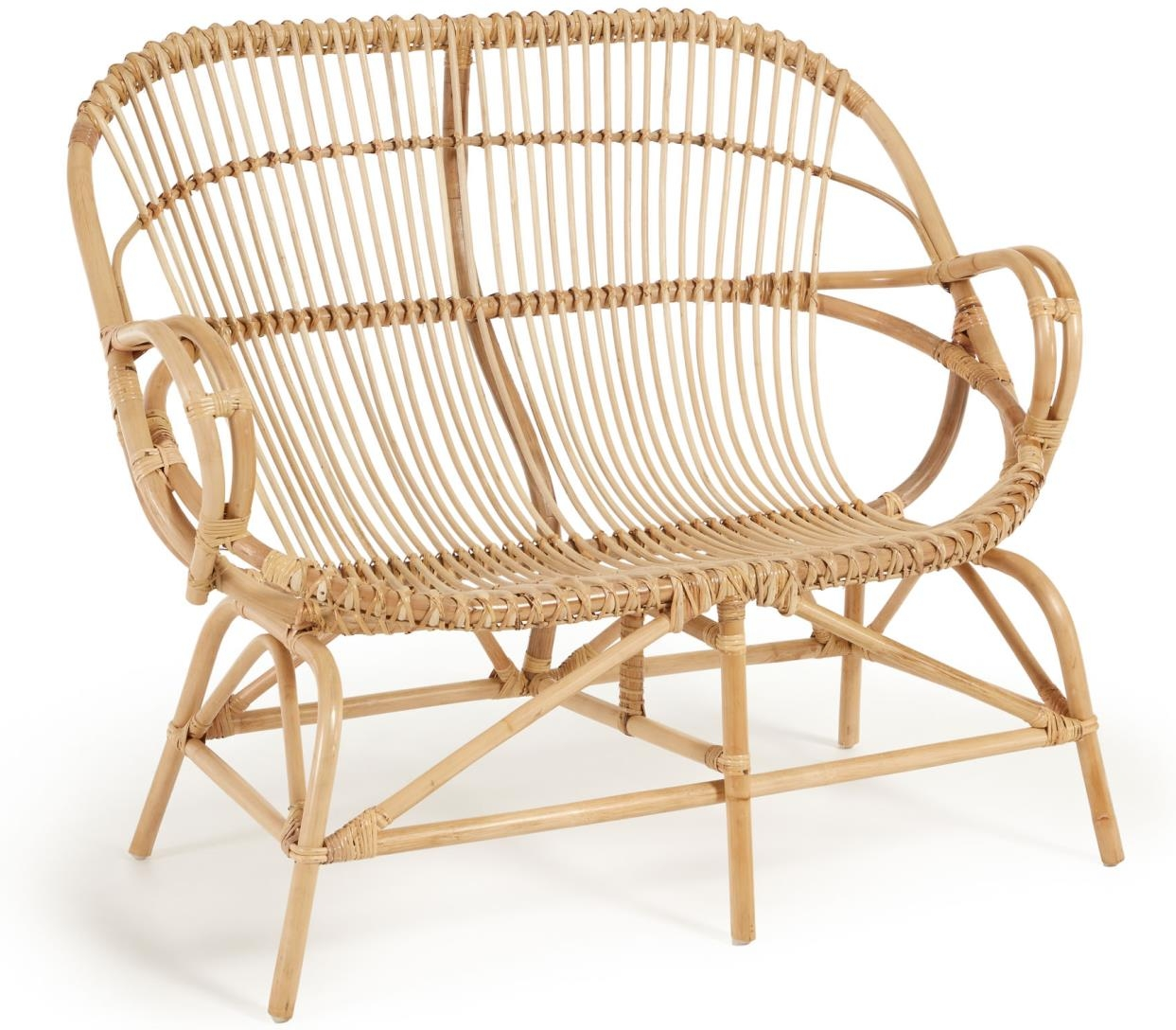 Sofabænk Kave Home Mimosa Naturlig Rattan Håndlavet Rustik Kolonial Stil