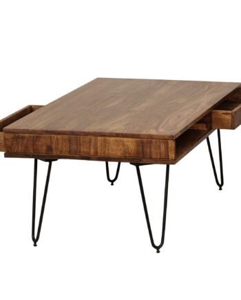 Sofabord   Massiv Sheeshamtræ Med Skuffer  120x60x43cm